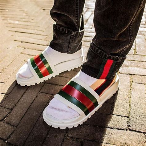 gucci slides men pre owned|discount gucci slides for men.